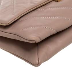 Pre Owned Carolina Herrera Beige Leather Flap Chain Shoulder Bag