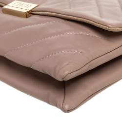 Pre Owned Carolina Herrera Beige Leather Flap Chain Shoulder Bag