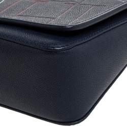 Pre Owned Carolina Herrera Navy Blue Leather Flap Shoulder Bag