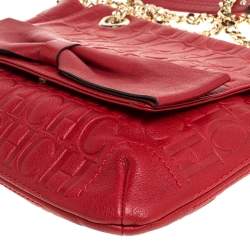 Pre Owned Carolina Herrera Red Monogram Leather Audrey Shoulder Bag