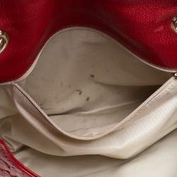 Pre Owned Carolina Herrera Red Monogram Leather Audrey Shoulder Bag