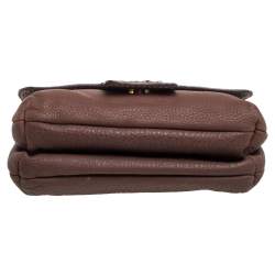 Pre Owned Carolina Herrera Brown Leather Double Flap Chain Bag