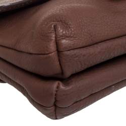 Pre Owned Carolina Herrera Brown Leather Double Flap Chain Bag