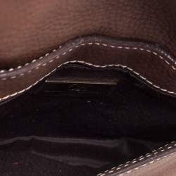 Pre Owned Carolina Herrera Brown Leather Double Flap Chain Bag
