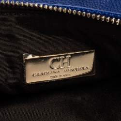 Pre Owned Carolina Herrera Blue Leather Crossbody Bag