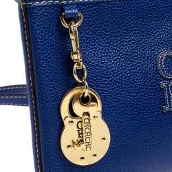 Pre Owned Carolina Herrera Blue Leather Crossbody Bag