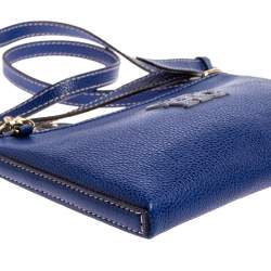 Pre Owned Carolina Herrera Blue Leather Crossbody Bag