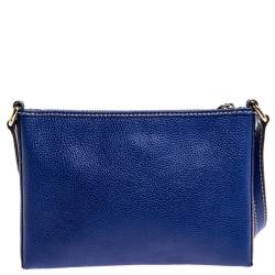 Pre Owned Carolina Herrera Blue Leather Crossbody Bag