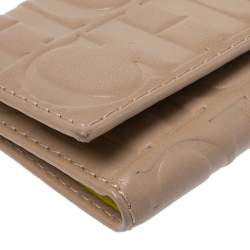 Pre Owned Carolina Herrera Beige Leather Tassel Continental Trifold Wallet