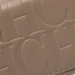 Pre Owned Carolina Herrera Beige Leather Tassel Continental Trifold Wallet