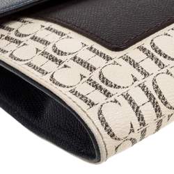 Pre Owned Carolina Herrera Tri Color Monogram Coated Canvas and Leather Crossbody Bag