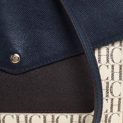 Pre Owned Carolina Herrera Tri Color Monogram Coated Canvas and Leather Crossbody Bag