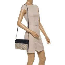 Pre Owned Carolina Herrera Tri Color Monogram Coated Canvas and Leather Crossbody Bag