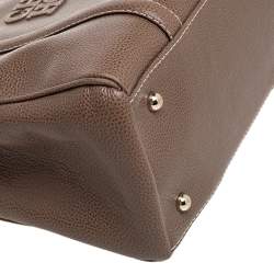 Pre Owned Carolina Herrera Brown Pebbled Leather Small Matteo Tote