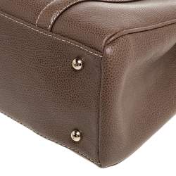 Pre Owned Carolina Herrera Brown Pebbled Leather Small Matteo Tote