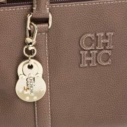 Pre Owned Carolina Herrera Brown Pebbled Leather Small Matteo Tote