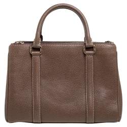 Pre Owned Carolina Herrera Brown Pebbled Leather Small Matteo Tote