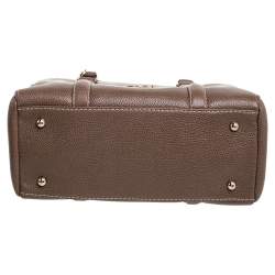 Pre Owned Carolina Herrera Brown Pebbled Leather Small Matteo Tote