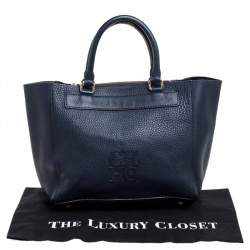 Pre Owned Carolina Herrera Blue Leather Zipped Tote