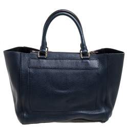 Pre Owned Carolina Herrera Blue Leather Zipped Tote