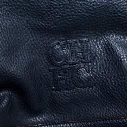 Pre Owned Carolina Herrera Blue Leather Zipped Tote