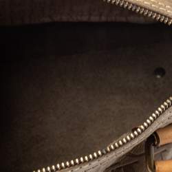 Pre Owned Carolina Herrera Olive Green/Beige Monogram Leather Andy Boston Bag