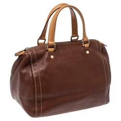 Pre Owned Carolina Herrera Dark Brown Leather Andy Boston Bag