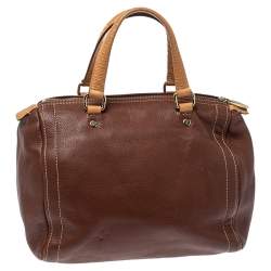 Pre Owned Carolina Herrera Dark Brown Leather Andy Boston Bag