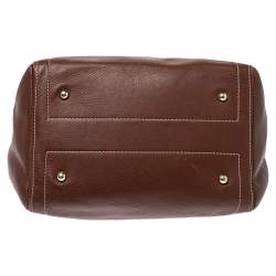 Pre Owned Carolina Herrera Dark Brown Leather Andy Boston Bag