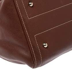 Pre Owned Carolina Herrera Dark Brown Leather Andy Boston Bag