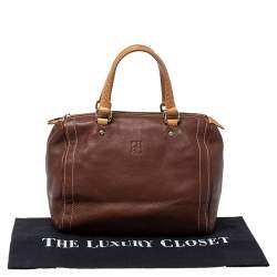 Pre Owned Carolina Herrera Dark Brown Leather Andy Boston Bag