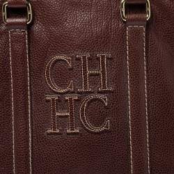 Pre Owned Carolina Herrera Dark Brown Leather Matteo Tote