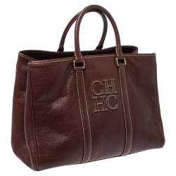 Pre Owned Carolina Herrera Dark Brown Leather Matteo Tote