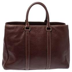 Pre Owned Carolina Herrera Dark Brown Leather Matteo Tote