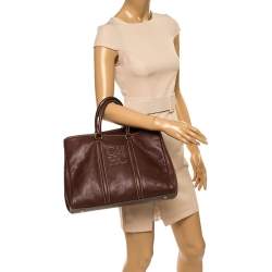 Pre Owned Carolina Herrera Dark Brown Leather Matteo Tote