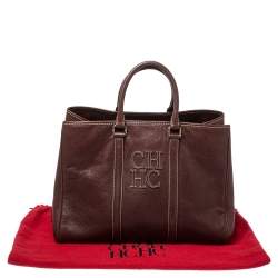 Pre Owned Carolina Herrera Dark Brown Leather Matteo Tote