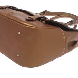 Pre Owned Carolina Herrera Metallic Bronze Monogram Leather Satchel