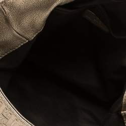 Pre Owned Carolina Herrera Light Gold Monogram Leather Audrey Shoulder Bag