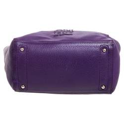 Pre Owned Carolina Herrera Purple Leather Top Zip Tote