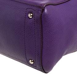 Pre Owned Carolina Herrera Purple Leather Top Zip Tote