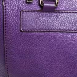 Pre Owned Carolina Herrera Purple Leather Top Zip Tote