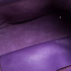 Pre Owned Carolina Herrera Purple Leather Top Zip Tote