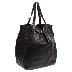 Pre Owned Carolina Herrera Brown Monogram Leather Tote