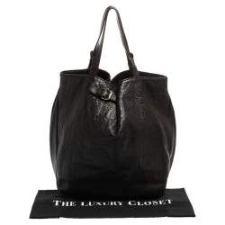 Pre Owned Carolina Herrera Brown Monogram Leather Tote