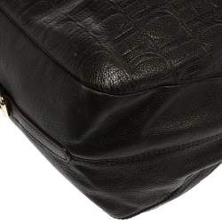 Pre Owned Carolina Herrera Brown Monogram Leather Tote