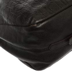 Pre Owned Carolina Herrera Brown Monogram Leather Tote