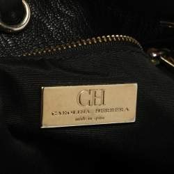 Pre Owned Carolina Herrera Black Leather Chain Shopper Tote
