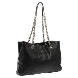 Pre Owned Carolina Herrera Black Leather Chain Shopper Tote