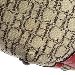 Pre Owned Carolina Herrera Multicolor Monogram Canvas and Leather Shopper Tote