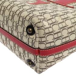 Pre Owned Carolina Herrera Multicolor Monogram Canvas and Leather Shopper Tote